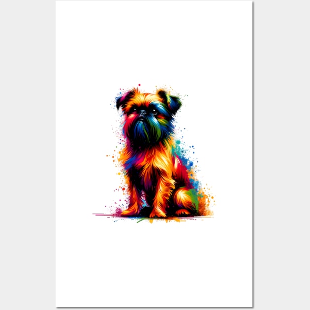 Vibrant Brussels Griffon in Abstract Splashed Paint Wall Art by ArtRUs